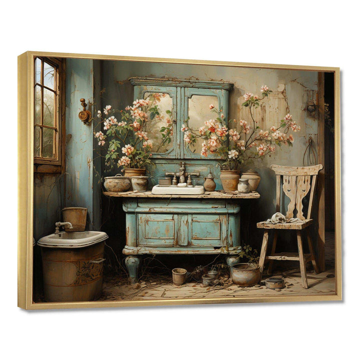 Bathroom Toilet Vintage Charm I - Humor Canvas Wall Art