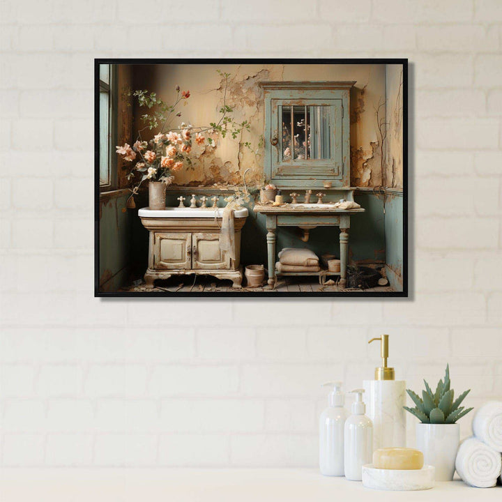 Bathroom Toilet Vintage Charm II - Humor Canvas Wall Art