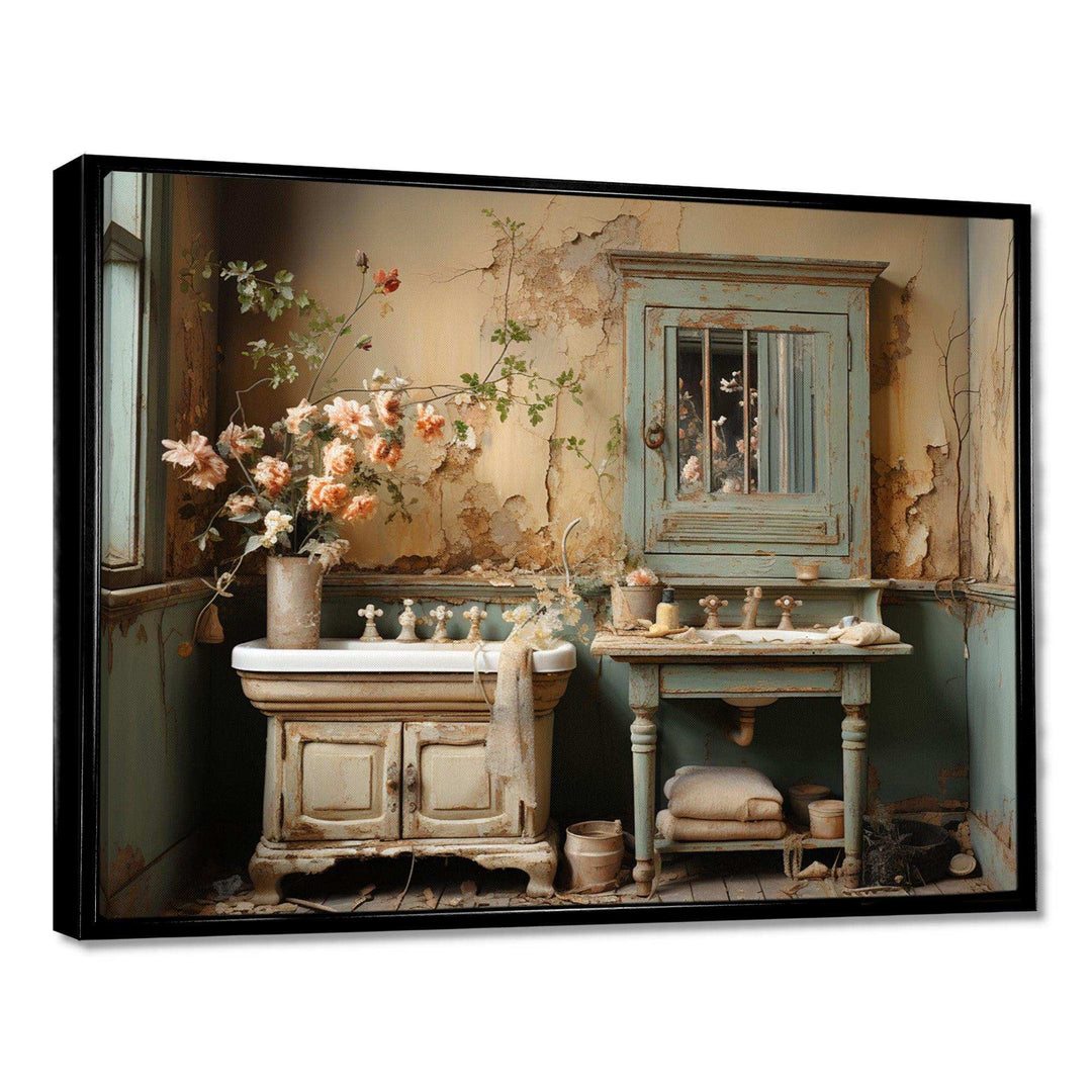 Bathroom Toilet Vintage Charm II - Humor Canvas Wall Art