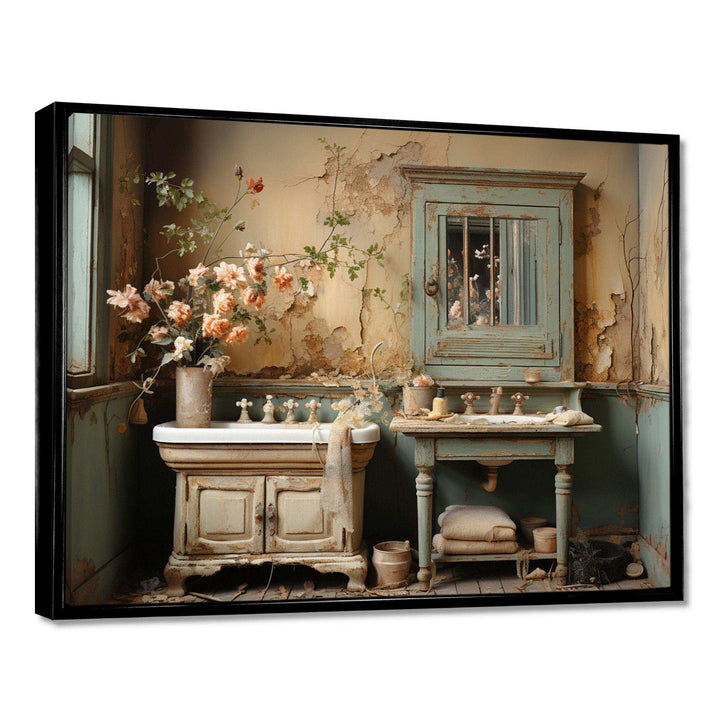 Bathroom Toilet Vintage Charm II - Humor Canvas Wall Art