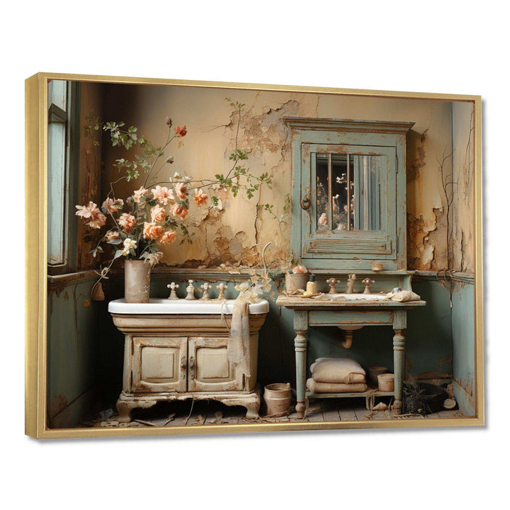 Bathroom Toilet Vintage Charm II - Humor Canvas Wall Art
