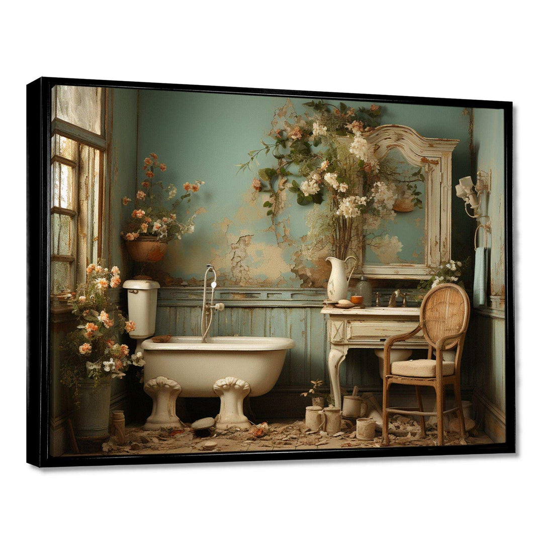 Bathroom Toilet Vintage Charm III - Humor Canvas Wall Art