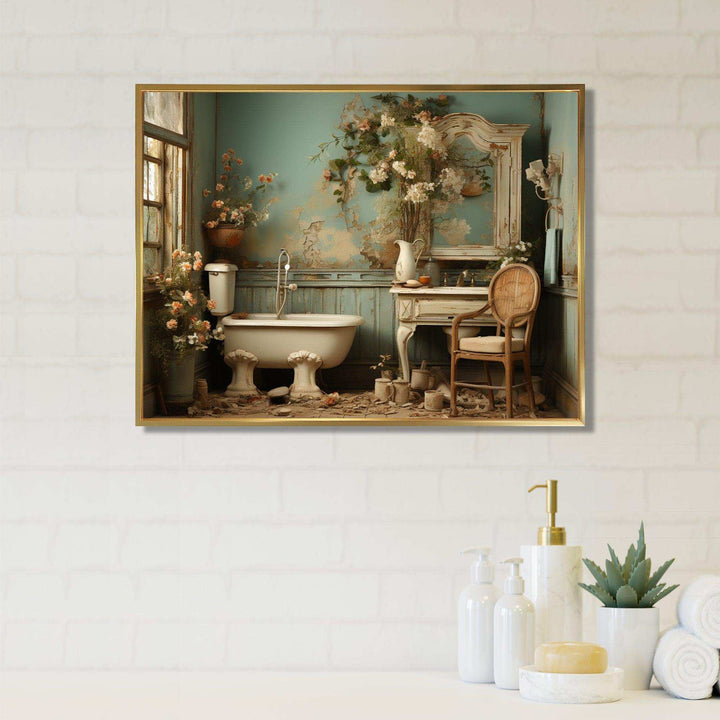 Bathroom Toilet Vintage Charm III - Humor Canvas Wall Art