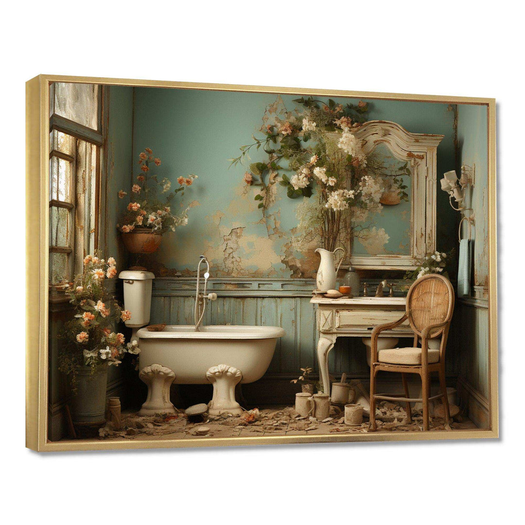Bathroom Toilet Vintage Charm III - Humor Canvas Wall Art