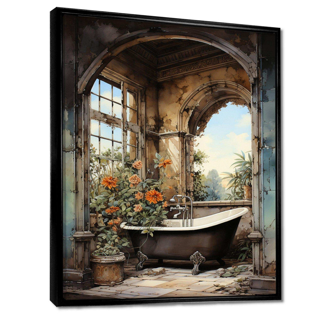 Bathroom Vintage Tiles IV - Humor Canvas Wall Art