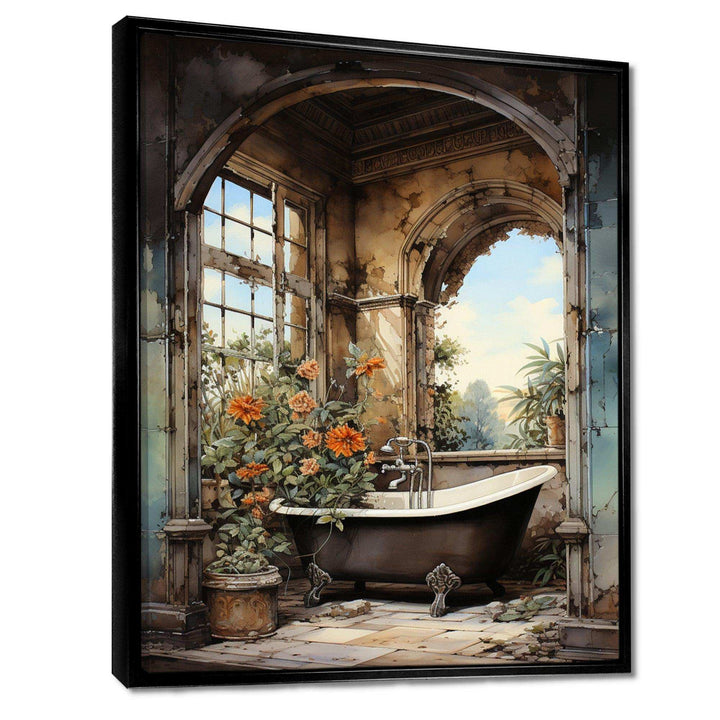 Bathroom Vintage Tiles IV - Humor Canvas Wall Art