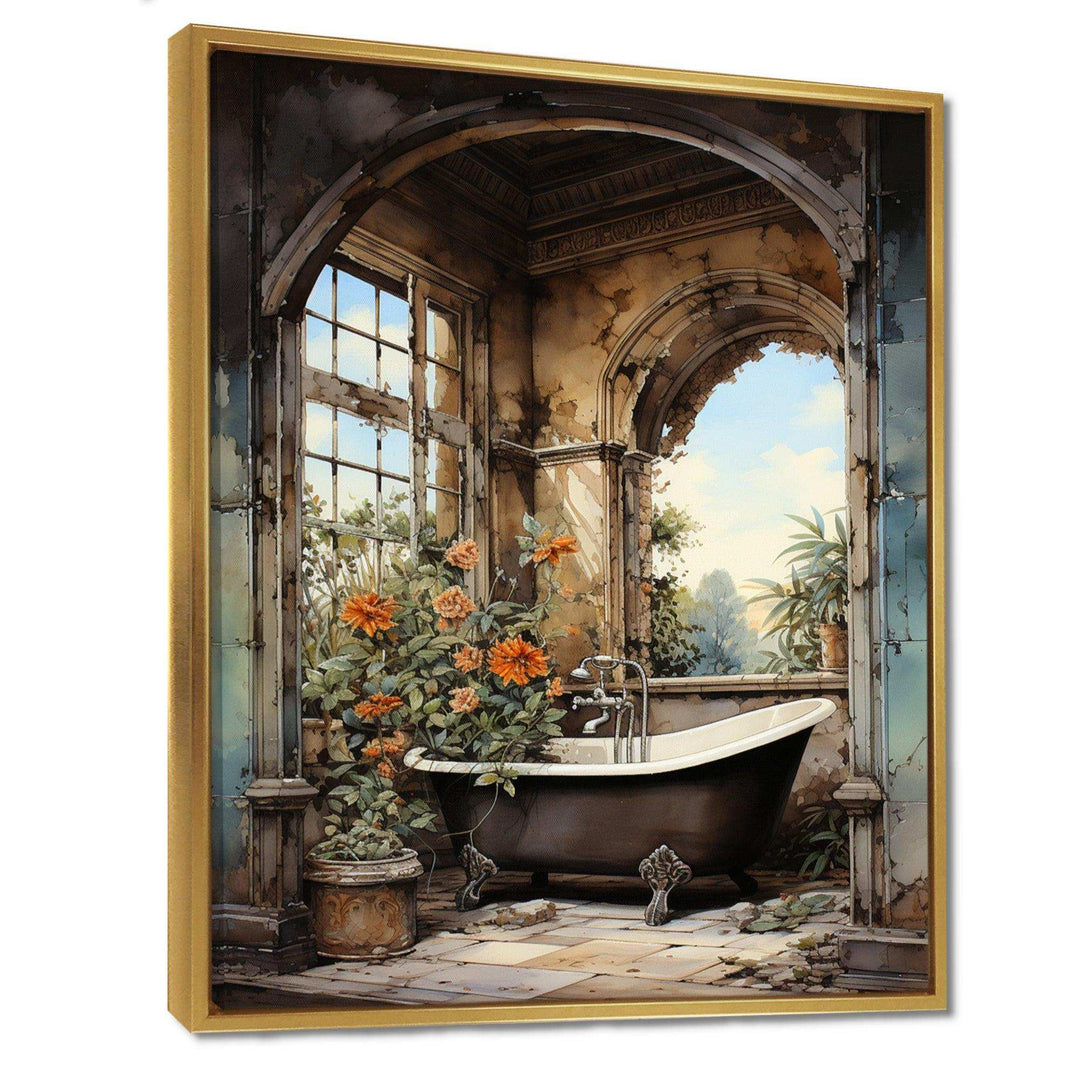 Bathroom Vintage Tiles IV - Humor Canvas Wall Art