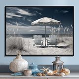 Black And White Beach Chairs - Coastal Canvas Wall Art