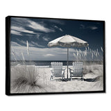 Black And White Beach Chairs - Coastal Canvas Wall Art