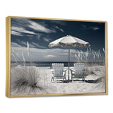 Black And White Beach Chairs - Coastal Canvas Wall Art