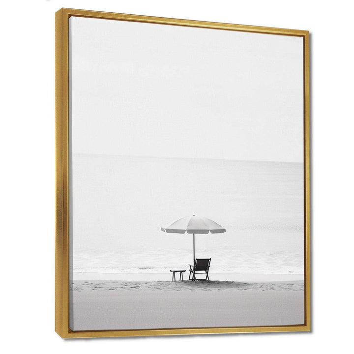 Black And White Minimalism Beach Photo I - Coastal Canvas Wall Art