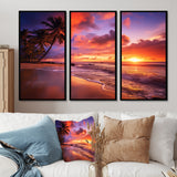 Beach Photo Sunset Serenade IV - Canvas Multipanels Set of 3
