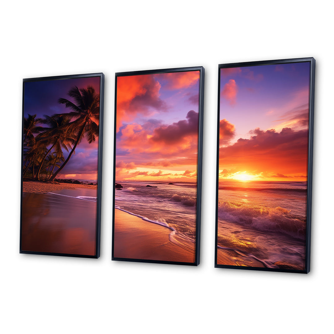 Beach Photo Sunset Serenade IV - Canvas Multipanels Set of 3