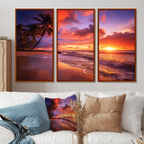 Beach Photo Sunset Serenade IV - Canvas Multipanels Set of 3