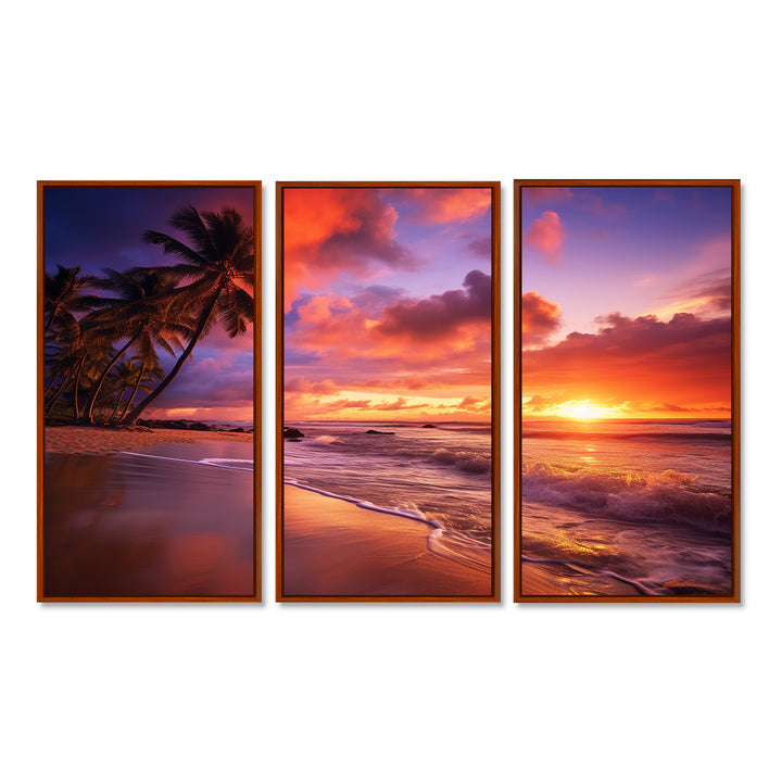 Beach Photo Sunset Serenade IV - Canvas Multipanels Set of 3