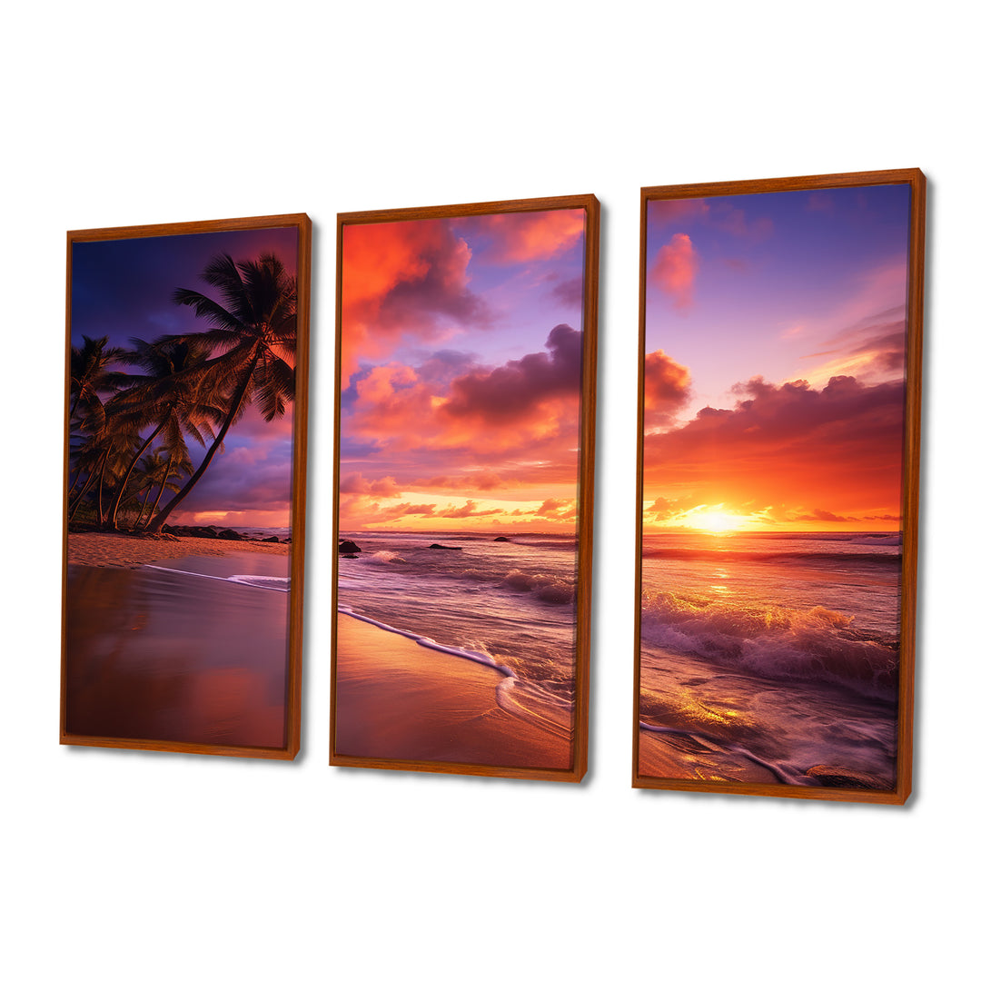 Beach Photo Sunset Serenade IV - Canvas Multipanels Set of 3
