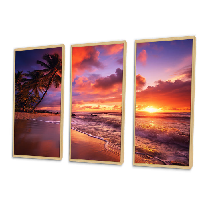 Beach Photo Sunset Serenade IV - Canvas Multipanels Set of 3