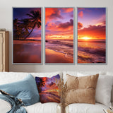 Beach Photo Sunset Serenade IV - Canvas Multipanels Set of 3