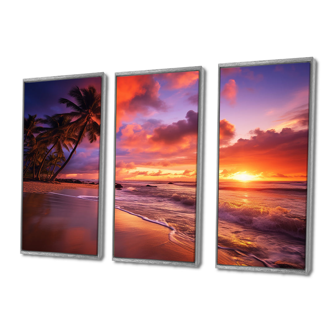 Beach Photo Sunset Serenade IV - Canvas Multipanels Set of 3