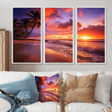 Beach Photo Sunset Serenade IV - Canvas Multipanels Set of 3