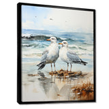 Abstract Beach Seagulls In Love - Seagull Framed Canvas Art