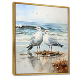 Abstract Beach Seagulls In Love - Seagull Framed Canvas Art