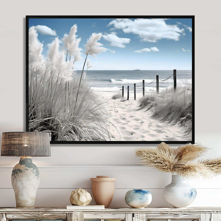 IDesignart Beach Seascape Dreams Path II   Coastal Canvas Wall Art