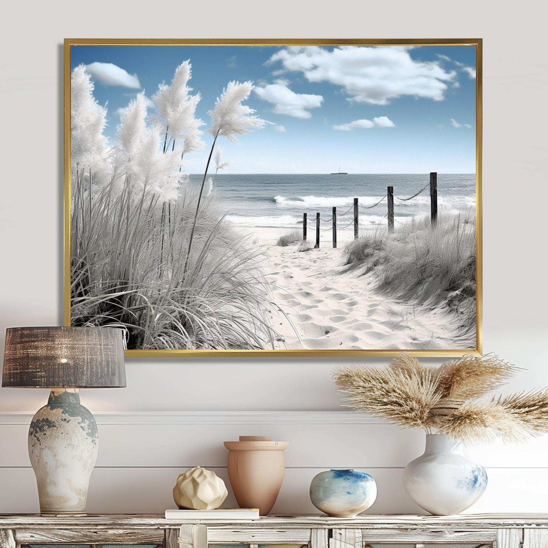 IDesignart Beach Seascape Dreams Path II   Coastal Canvas Wall Art