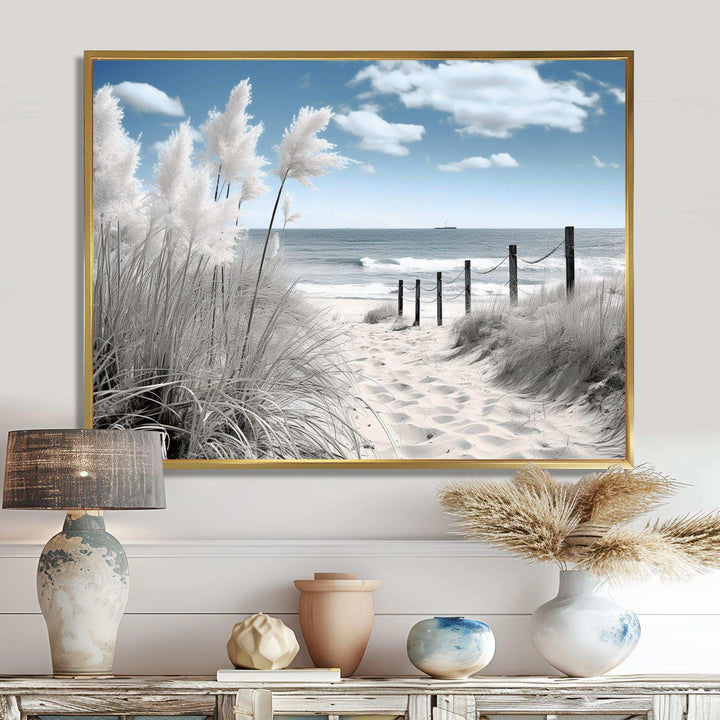 IDesignart Beach Seascape Dreams Path II   Coastal Canvas Wall Art