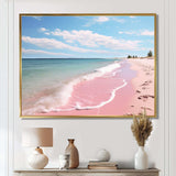 Pink Minimalism Beach Landscape I - Coastal Canvas Wall Art