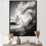 Black And White Wave Photo I - Coastal Canvas Wall Art