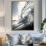 Black And White Wave Photo II - Coastal Canvas Wall Art