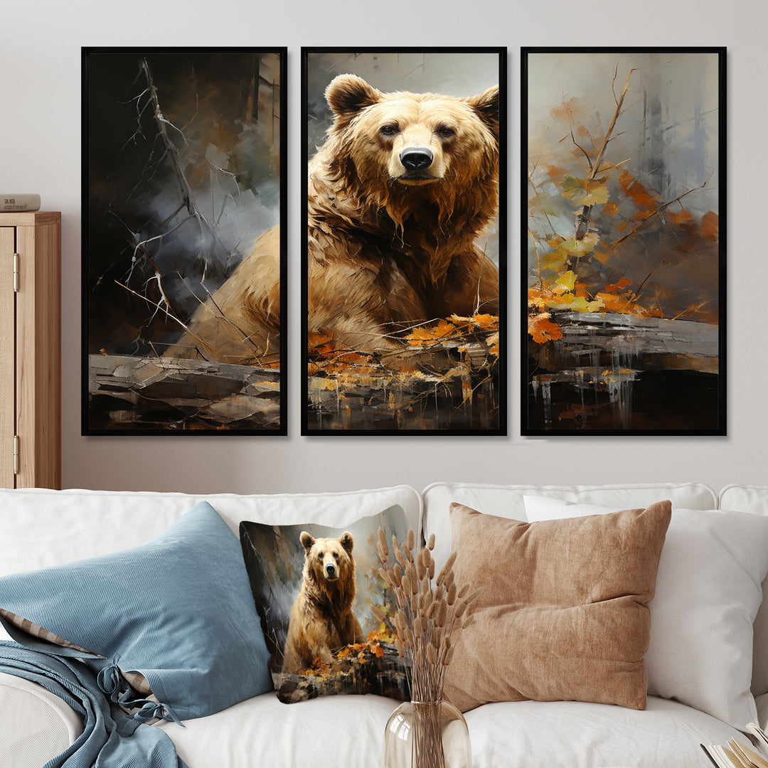 Bear Bears Boundary II - 3-Piece Canvas Wall Art
