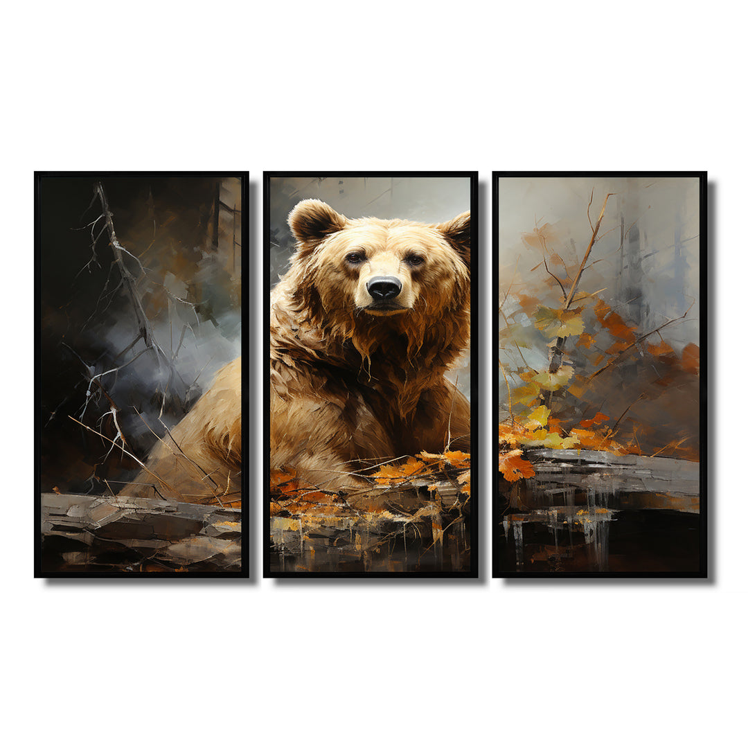 Bear Bears Boundary II - 3-Piece Canvas Wall Art