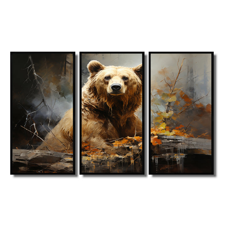 Bear Bears Boundary II - 3-Piece Canvas Wall Art