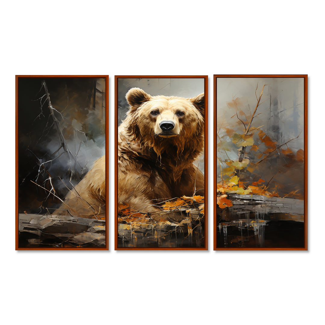 Bear Bears Boundary II - 3-Piece Canvas Wall Art
