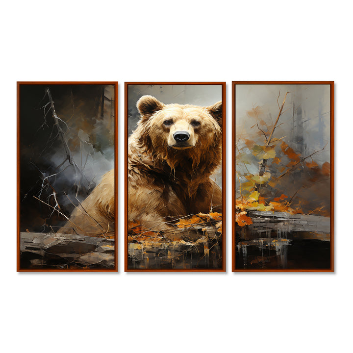 Bear Bears Boundary II - 3-Piece Canvas Wall Art