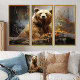Bear Bears Boundary II - 3-Piece Canvas Wall Art