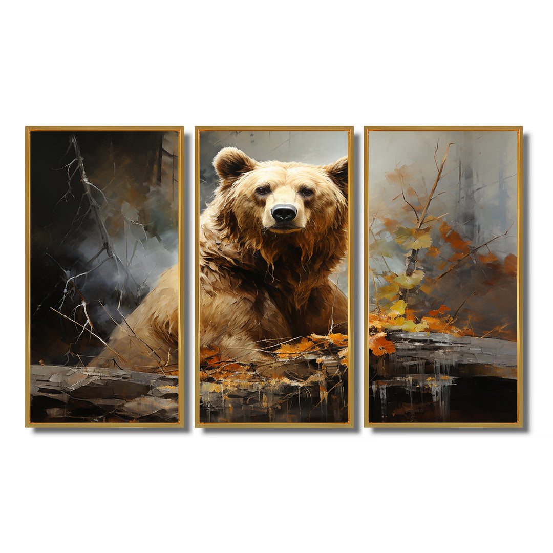 Bear Bears Boundary II - 3-Piece Canvas Wall Art