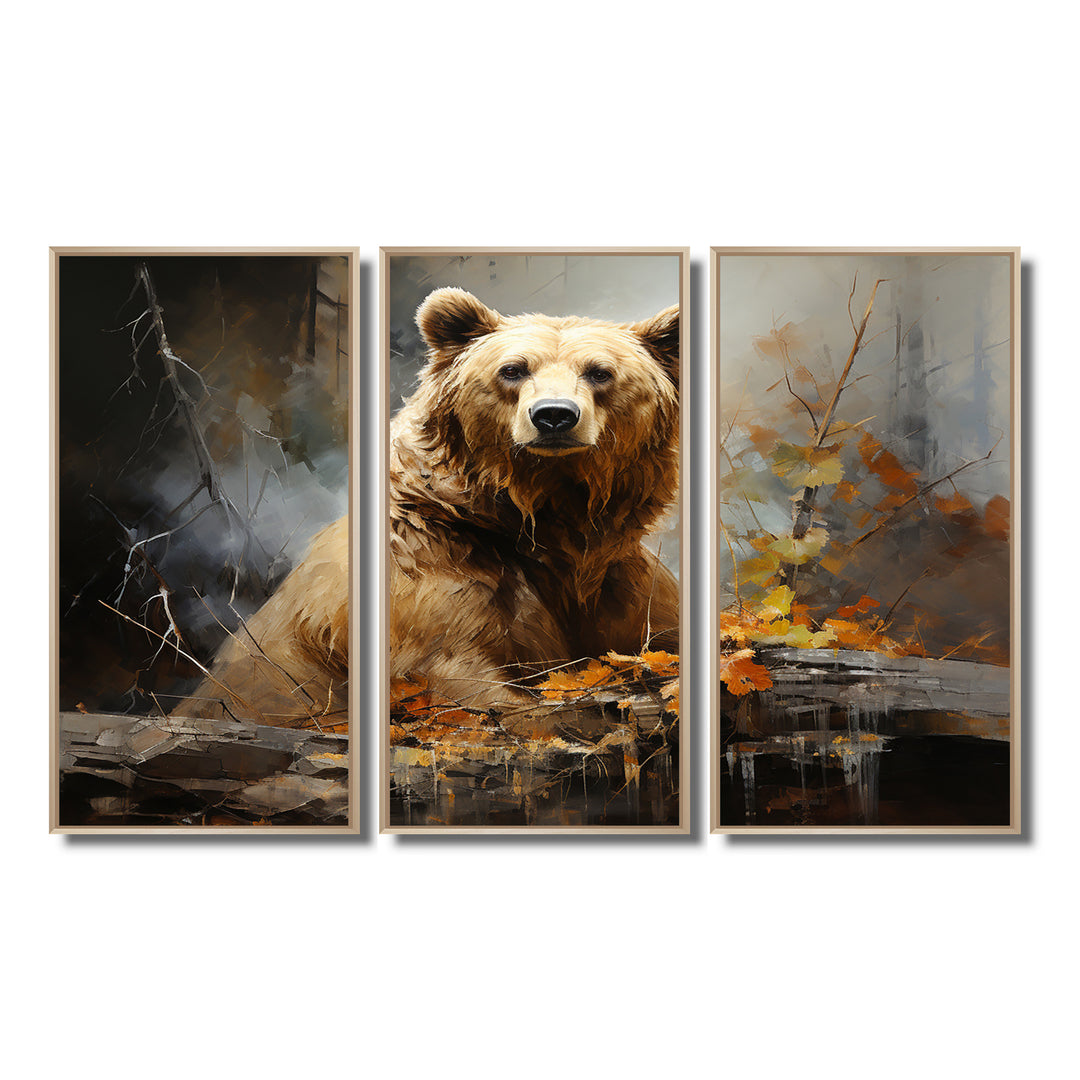 Bear Bears Boundary II - 3-Piece Canvas Wall Art