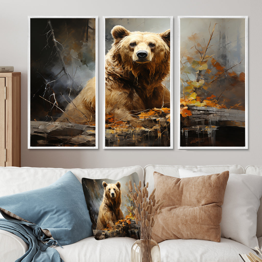 Bear Bears Boundary II - 3-Piece Canvas Wall Art