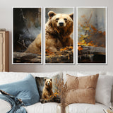 Bear Bears Boundary II - 3-Piece Canvas Wall Art