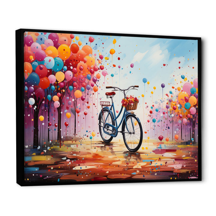 Bicycle Abstract Fusion Pointillism I - Bicycle Canvas Wall Art