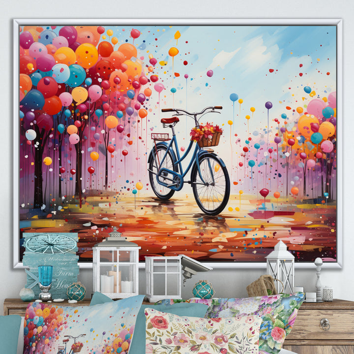 Bicycle Abstract Fusion Pointillism I - Bicycle Canvas Wall Art