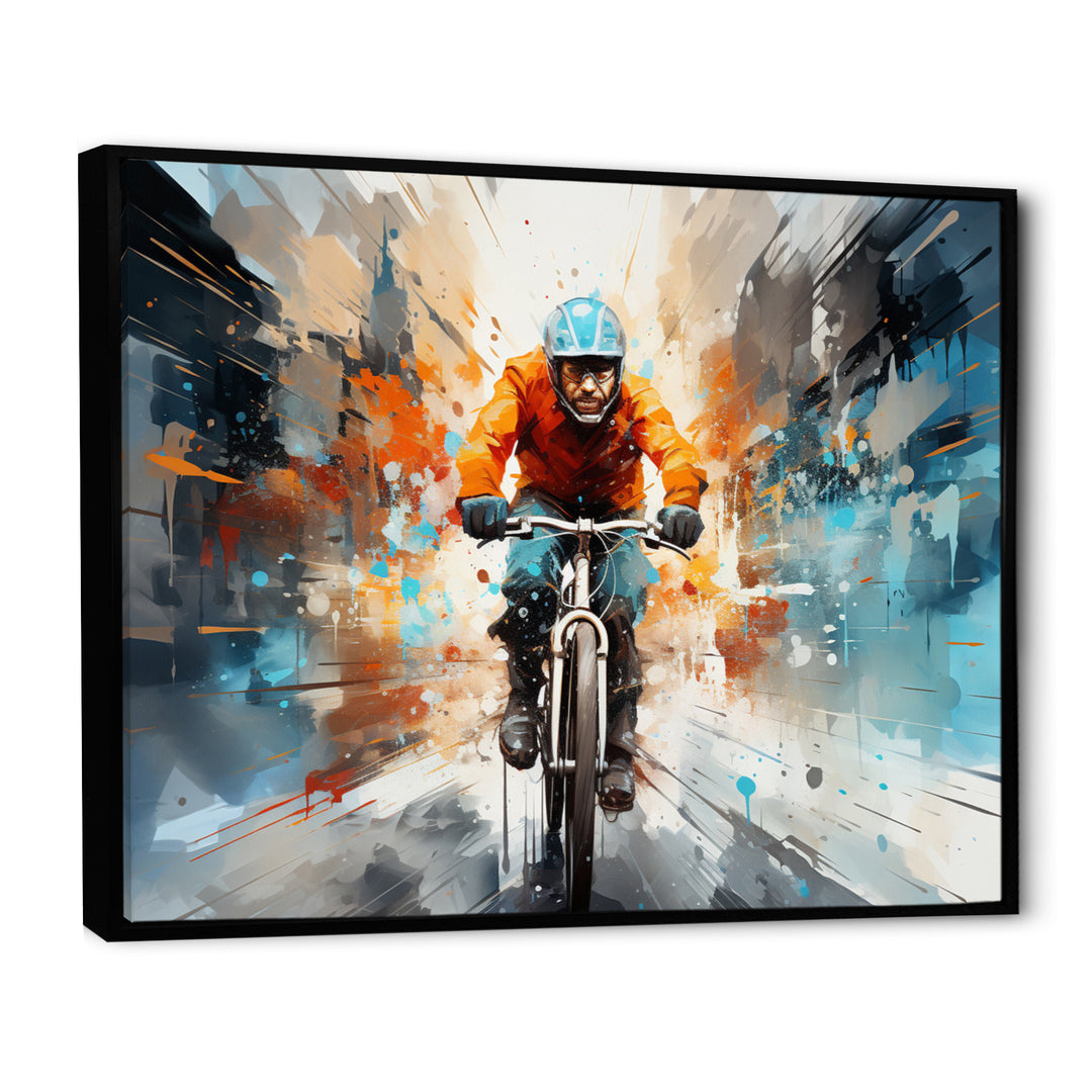 Bicycle Abstract Urban Cyclists - Bicycle Canvas Wall Art