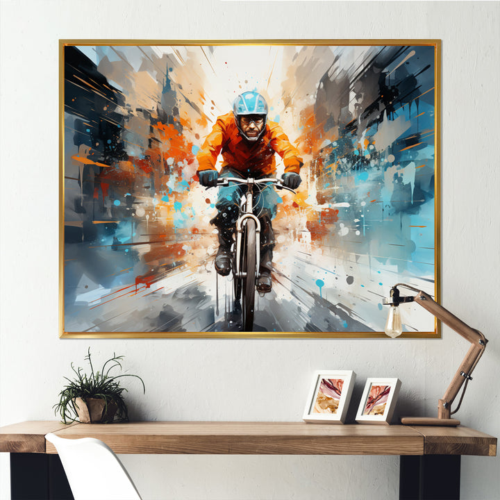 Bicycle Abstract Urban Cyclists - Bicycle Canvas Wall Art