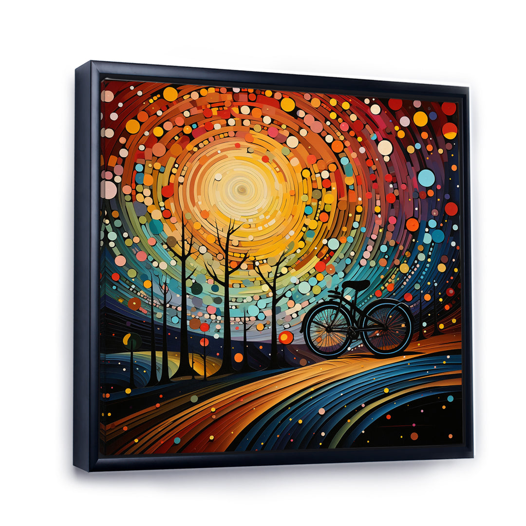 Bicycle Abstracted Wheels Pointillism - Bicycle Canvas Wall Art