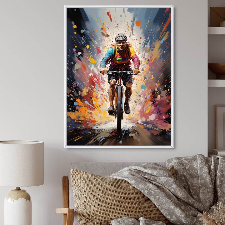 Bicycle Bold Rides Pointillism I - Bicycle Canvas Wall Art