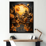 Bicycle City Cycling Papercut - Bicycle Canvas Wall Art