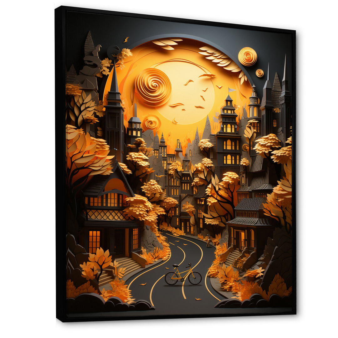 Bicycle City Cycling Papercut - Bicycle Canvas Wall Art